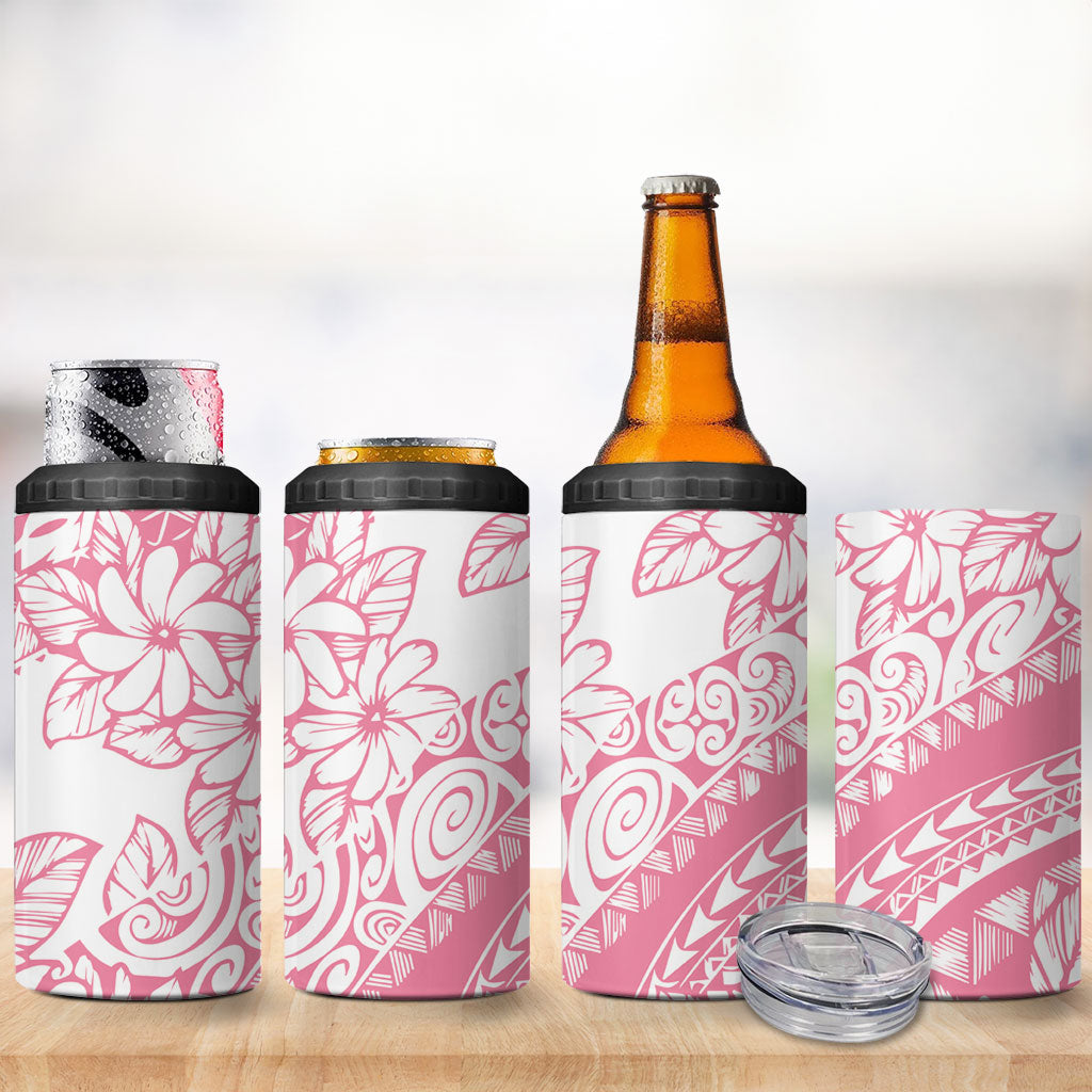 Polynesian Tiare Flower Pink Pastel Vibes 4 in 1 Can Cooler Tumbler LT14 - Polynesian Pride