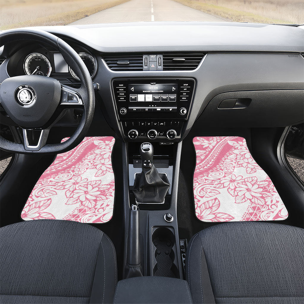Polynesian Tiare Flower Pink Pastel Vibes Car Mats LT14 Set 2pcs - Front Pink - Polynesian Pride