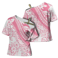 Polynesian Tiare Flower Pink Pastel Vibes Cross Shoulder Shirt LT14 - Polynesian Pride