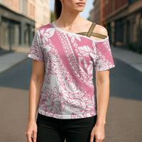 Polynesian Tiare Flower Pink Pastel Vibes Cross Shoulder Shirt LT14 - Polynesian Pride