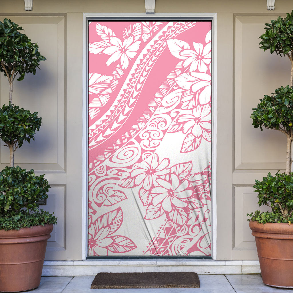 Polynesian Tiare Flower Pink Pastel Vibes Door Cover LT14 Pink - Polynesian Pride