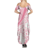 Polynesian Tiare Flower Pink Pastel Vibes Family Matching Summer Maxi Dress and Hawaiian Shirt