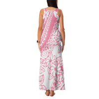 Polynesian Tiare Flower Pink Pastel Vibes Family Matching Tank Maxi Dress and Hawaiian Shirt