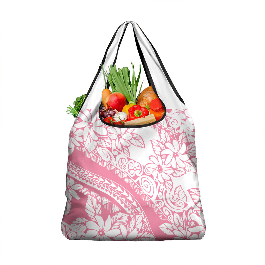 Polynesian Tiare Flower Pink Pastel Vibes Grocery Bag LT14 1-pack One Size Pink - Polynesian Pride