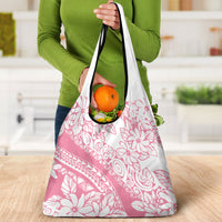 Polynesian Tiare Flower Pink Pastel Vibes Grocery Bag LT14 - Polynesian Pride