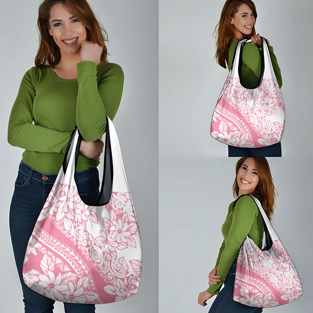 Polynesian Tiare Flower Pink Pastel Vibes Grocery Bag LT14 - Polynesian Pride