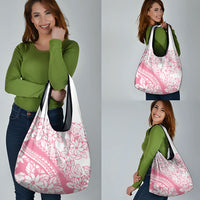 Polynesian Tiare Flower Pink Pastel Vibes Grocery Bag LT14 - Polynesian Pride