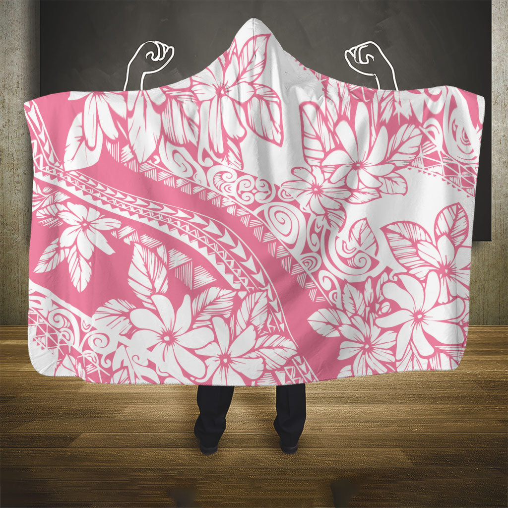 Polynesian Tiare Flower Pink Pastel Vibes Hooded Blanket LT14 - Polynesian Pride