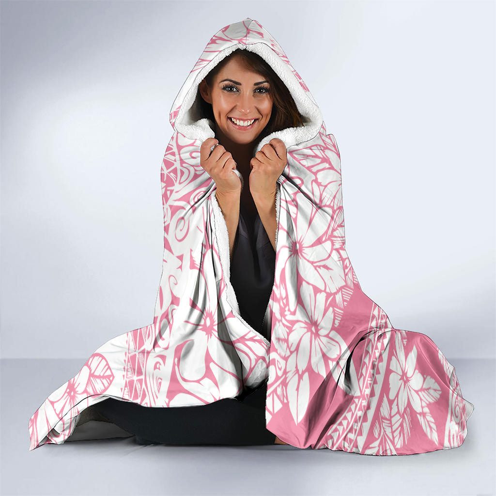 Polynesian Tiare Flower Pink Pastel Vibes Hooded Blanket LT14 - Polynesian Pride