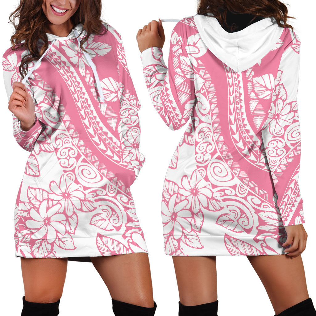 Polynesian Tiare Flower Pink Pastel Vibes Hoodie Dress LT14 - Polynesian Pride