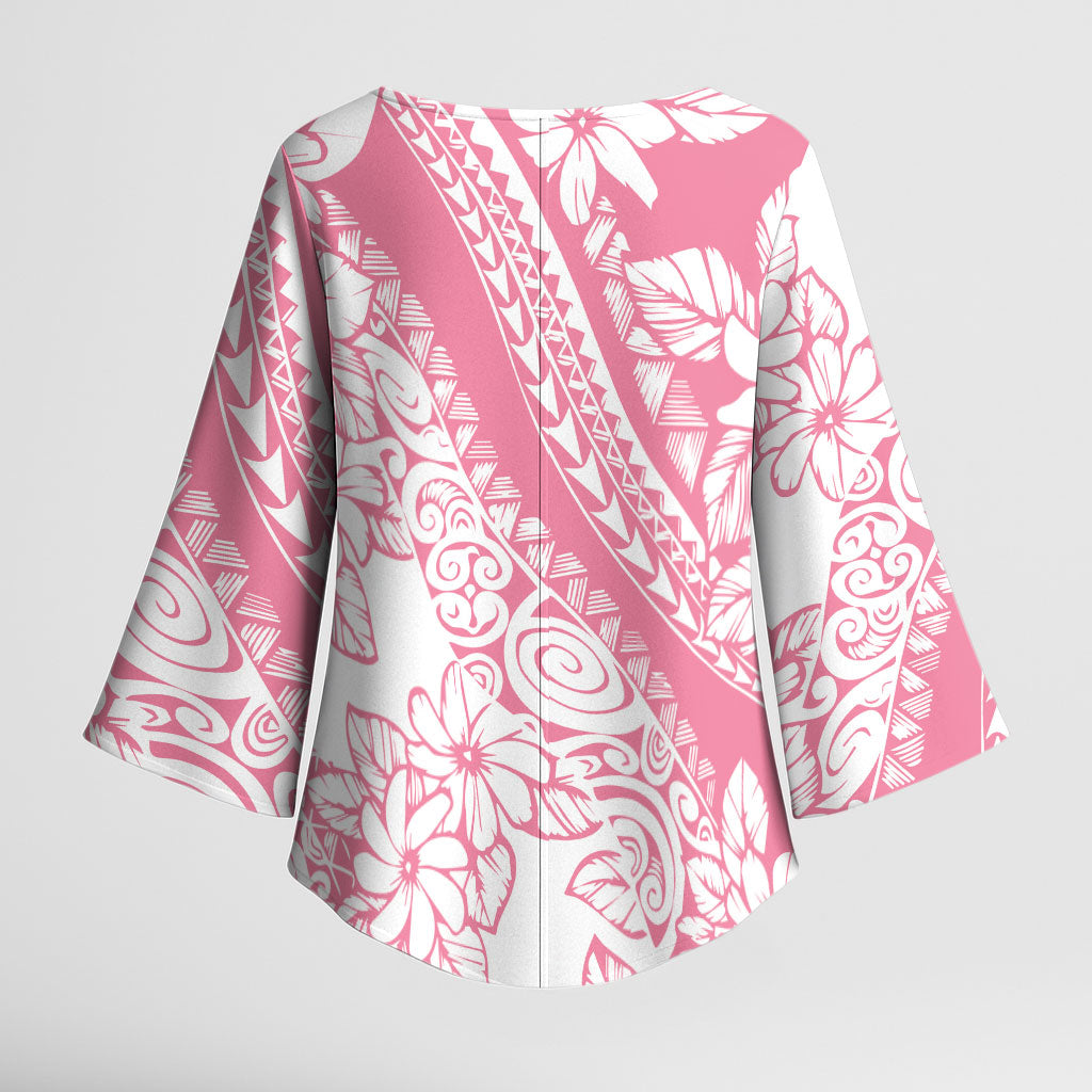 Polynesian Tiare Flower Pink Pastel Vibes Kimono Sleeve Blouse LT14 - Polynesian Pride