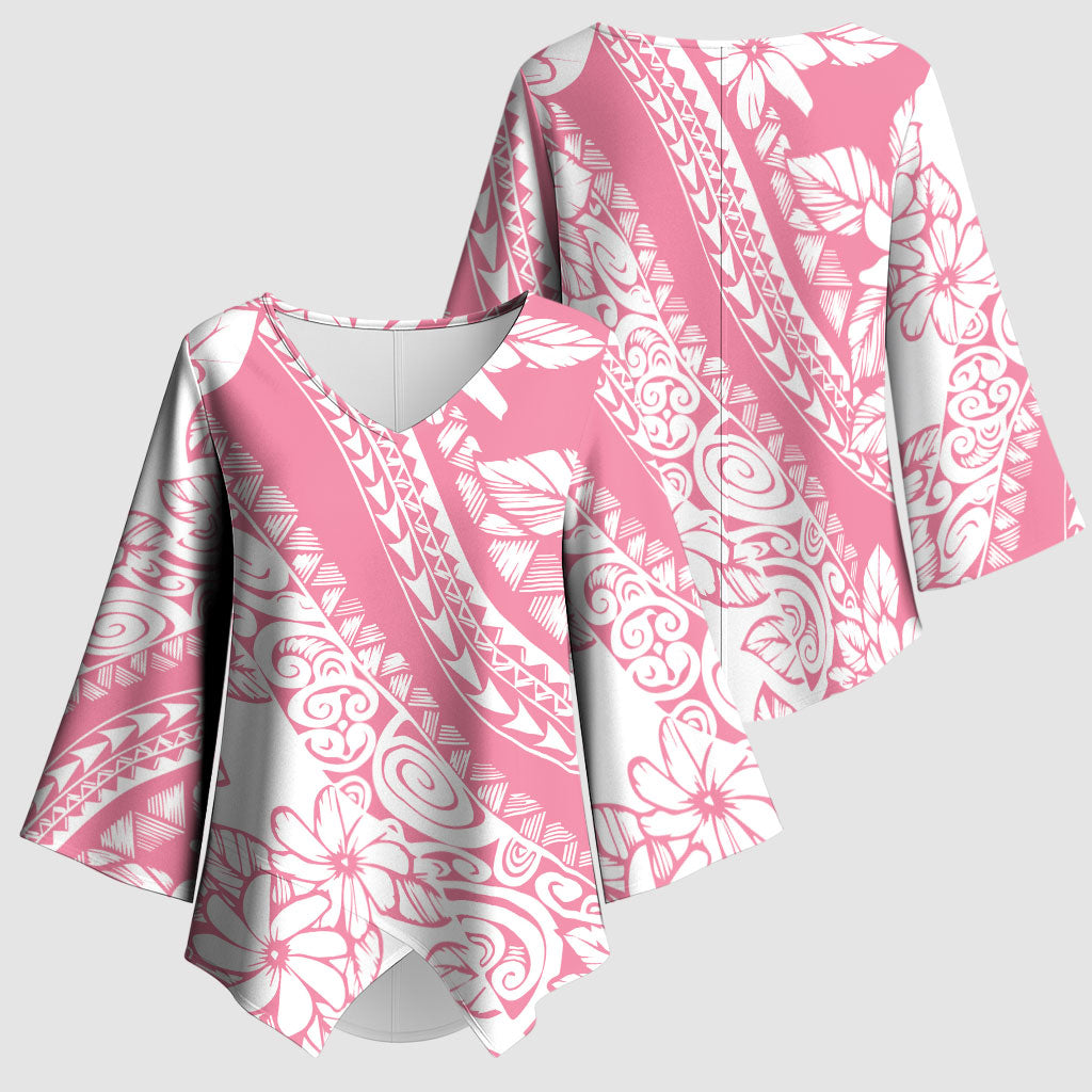 Polynesian Tiare Flower Pink Pastel Vibes Kimono Sleeve Blouse LT14 - Polynesian Pride