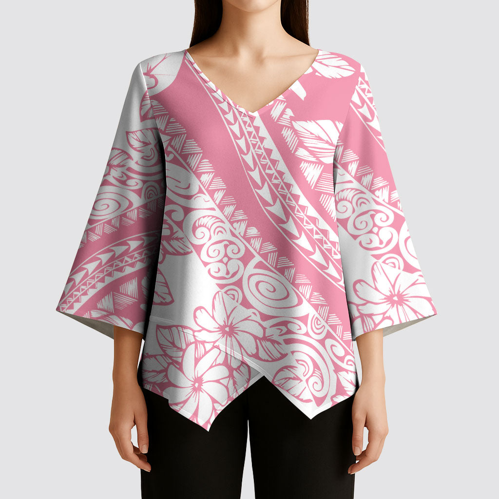 Polynesian Tiare Flower Pink Pastel Vibes Kimono Sleeve Blouse LT14 - Polynesian Pride