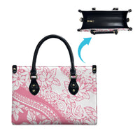 Polynesian Tiare Flower Pink Pastel Vibes Leather Bag LT14 - Polynesian Pride