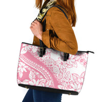 Polynesian Tiare Flower Pink Pastel Vibes Leather Tote Bag LT14 Pink - Polynesian Pride