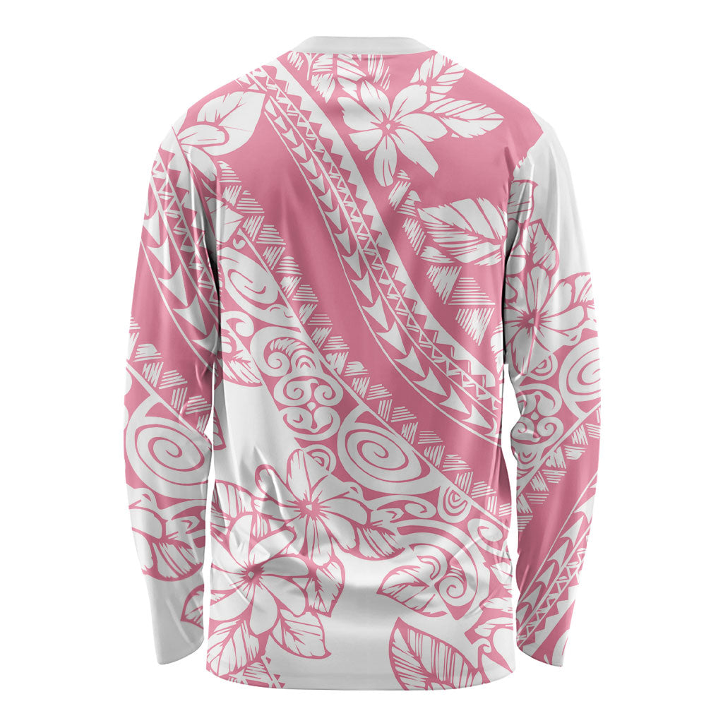 Polynesian Tiare Flower Pink Pastel Vibes Long Sleeve Shirt LT14 - Polynesian Pride