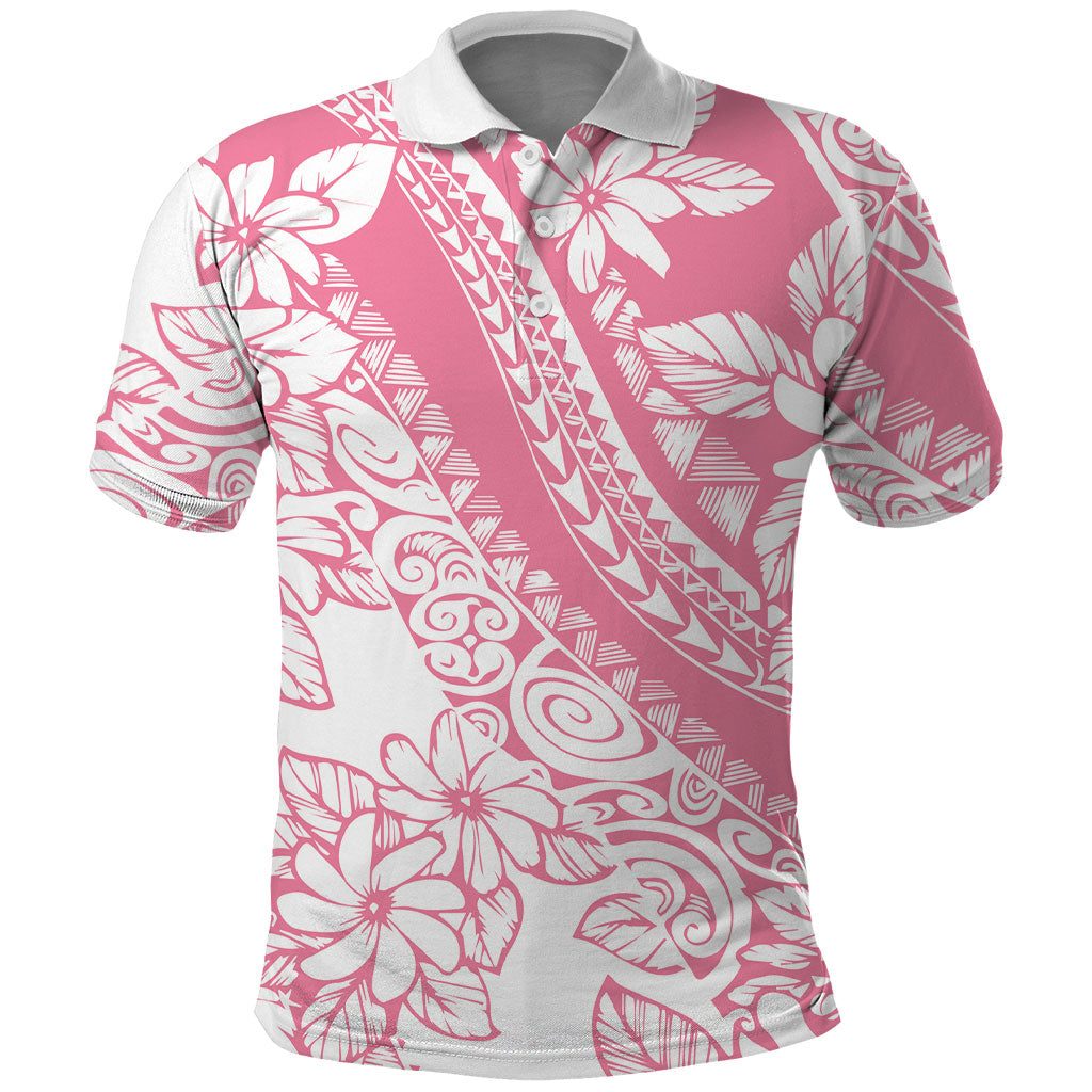 Polynesian Tiare Flower Pink Pastel Vibes Polo Shirt LT14 Pink - Polynesian Pride