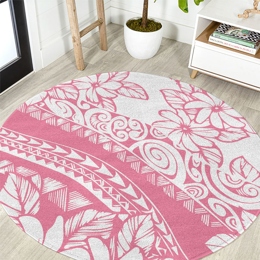 Polynesian Tiare Flower Pink Pastel Vibes Round Carpet LT14 Pink - Polynesian Pride