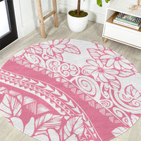 Polynesian Tiare Flower Pink Pastel Vibes Round Carpet LT14 Pink - Polynesian Pride