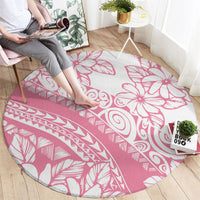 Polynesian Tiare Flower Pink Pastel Vibes Round Carpet LT14 - Polynesian Pride