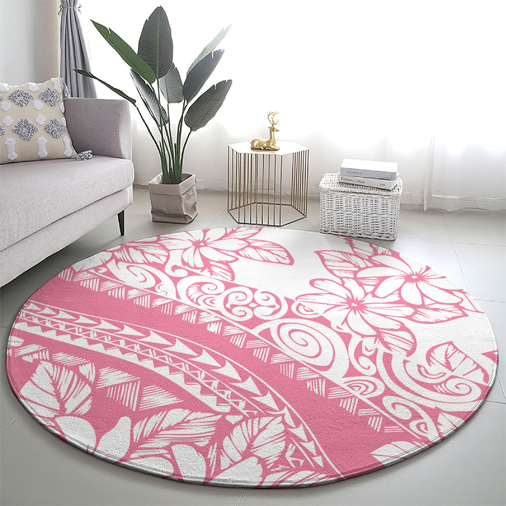 Polynesian Tiare Flower Pink Pastel Vibes Round Carpet LT14 - Polynesian Pride