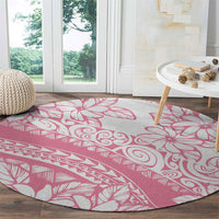 Polynesian Tiare Flower Pink Pastel Vibes Round Carpet LT14 - Polynesian Pride