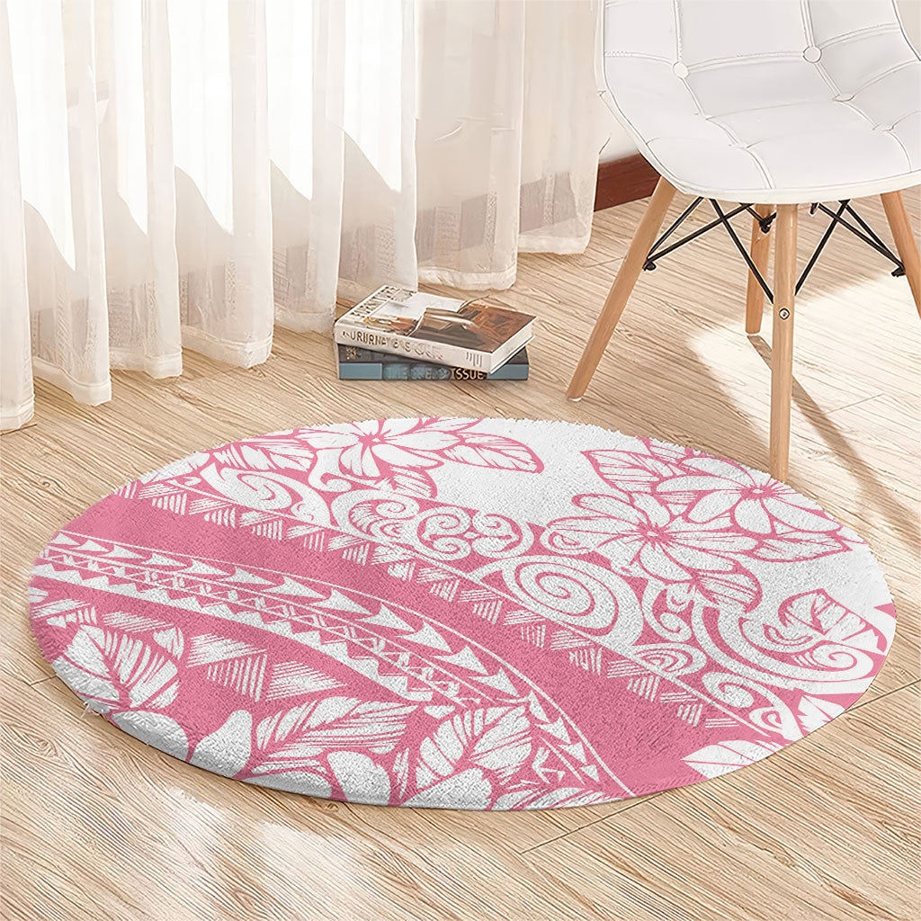 Polynesian Tiare Flower Pink Pastel Vibes Round Carpet LT14 - Polynesian Pride