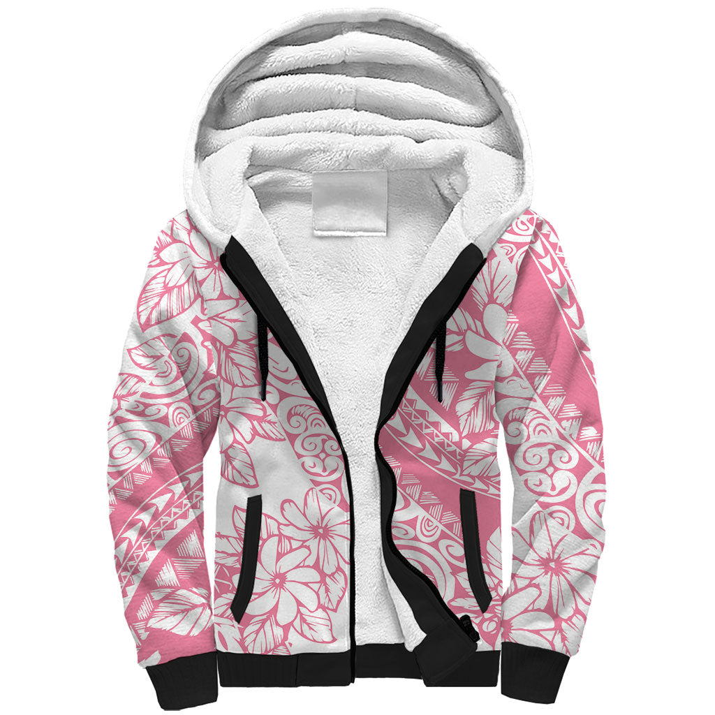 Polynesian Tiare Flower Pink Pastel Vibes Sherpa Hoodie