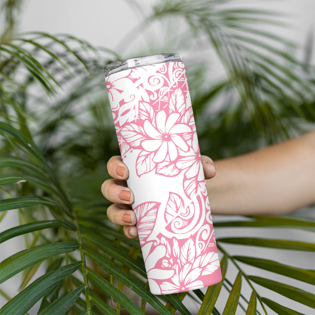 Polynesian Tiare Flower Pink Pastel Vibes Skinny Tumbler LT14 - Polynesian Pride