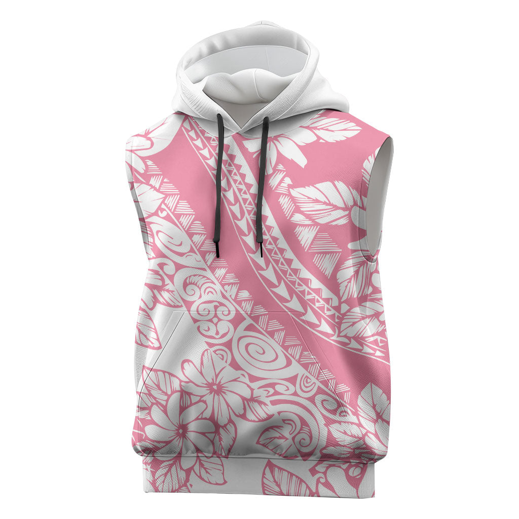 Polynesian Tiare Flower Pink Pastel Vibes Sleeveless Hoodie