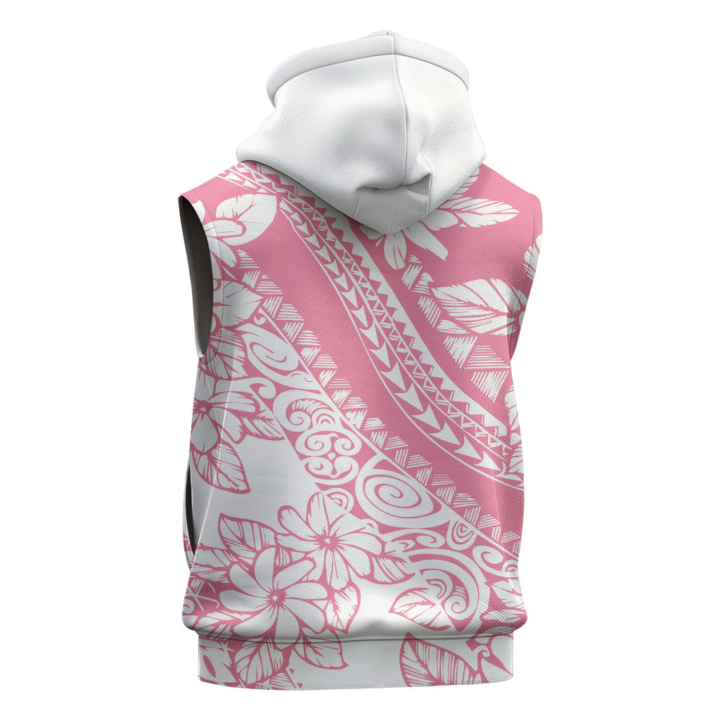 Polynesian Tiare Flower Pink Pastel Vibes Sleeveless Hoodie