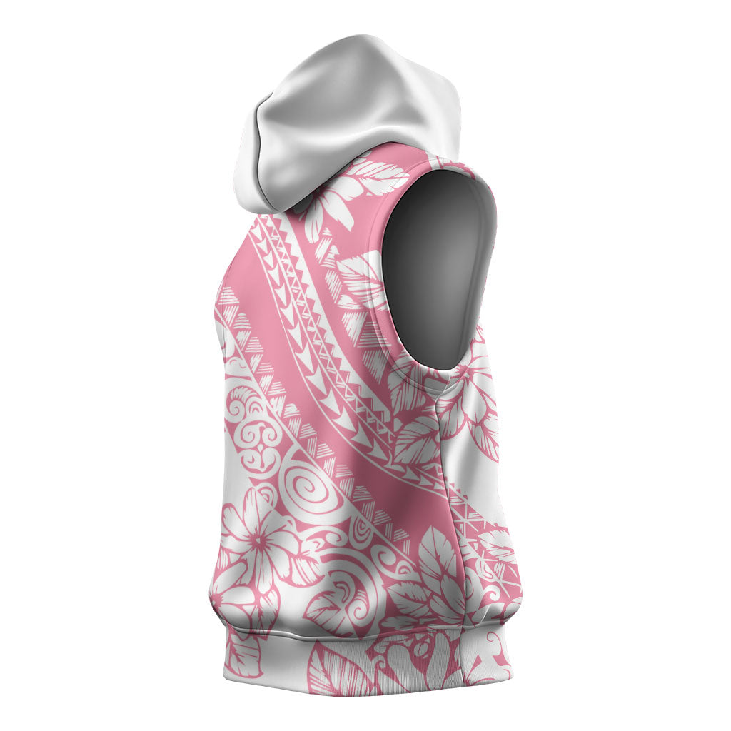 Polynesian Tiare Flower Pink Pastel Vibes Sleeveless Hoodie