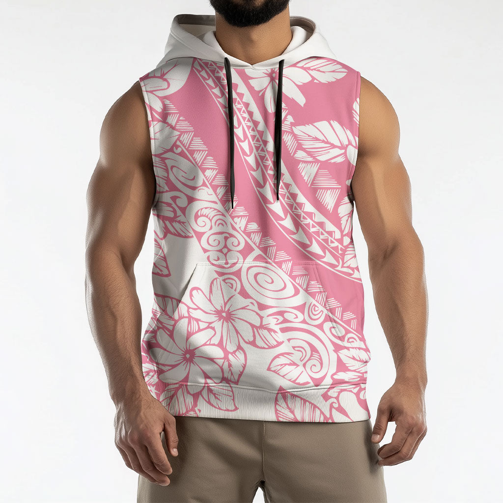 Polynesian Tiare Flower Pink Pastel Vibes Sleeveless Hoodie