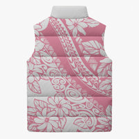 Polynesian Tiare Flower Pink Pastel Vibes Sleeveless Puffer Jacket
