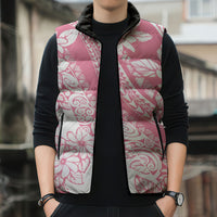Polynesian Tiare Flower Pink Pastel Vibes Sleeveless Puffer Jacket