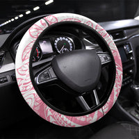 Polynesian Tiare Flower Pink Pastel Vibes Steering Wheel Cover LT14 Universal Fit Pink - Polynesian Pride