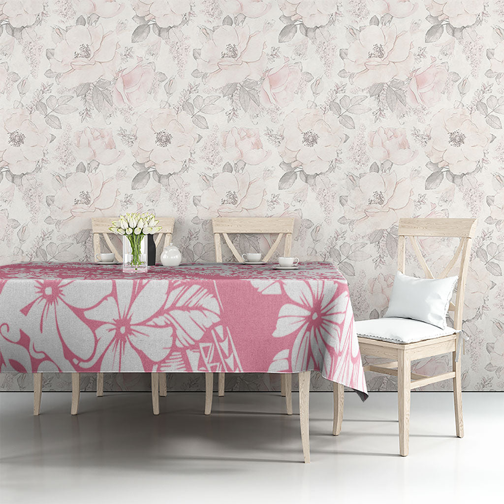 Polynesian Tiare Flower Pink Pastel Vibes Tablecloth LT14 - Polynesian Pride