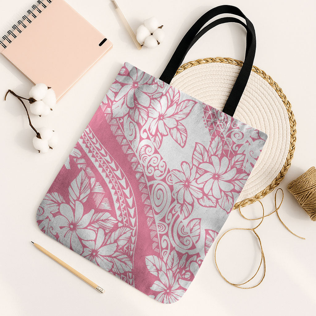 Polynesian Tiare Flower Pink Pastel Vibes Tote Bag LT14 Black Strap One Size Pink - Polynesian Pride