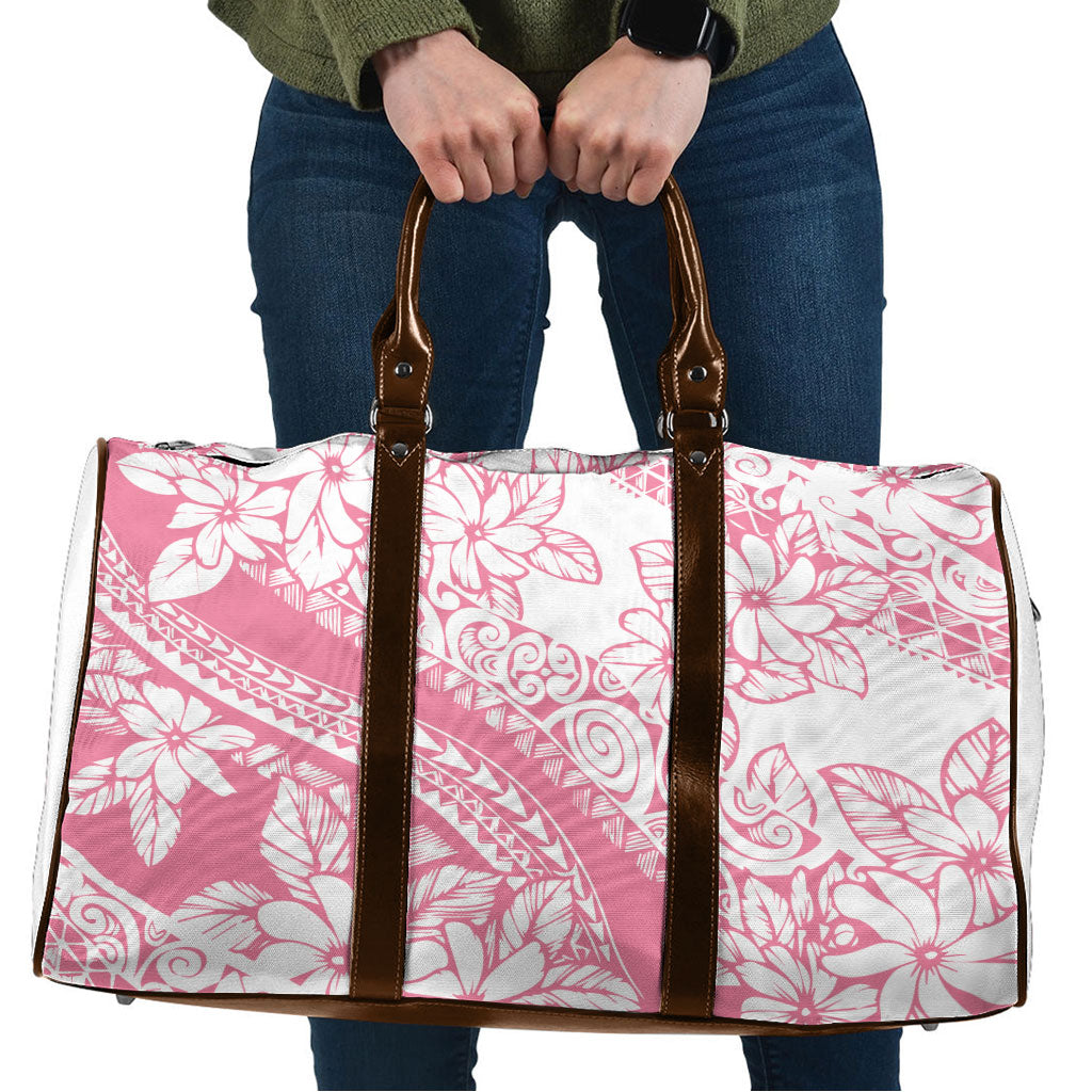 Polynesian Tiare Flower Pink Pastel Vibes Travel Bag LT14 Pink - Polynesian Pride