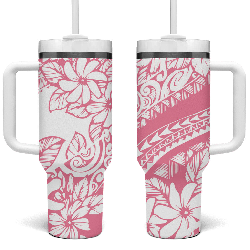 Polynesian Tiare Flower Pink Pastel Vibes Tumbler With Handle LT14 One Size: 40 oz Pink - Polynesian Pride
