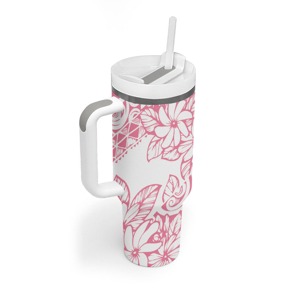 Polynesian Tiare Flower Pink Pastel Vibes Tumbler With Handle