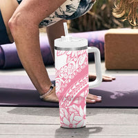 Polynesian Tiare Flower Pink Pastel Vibes Tumbler With Handle
