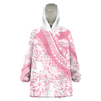 Polynesian Tiare Flower Pink Pastel Vibes Wearable Blanket Hoodie