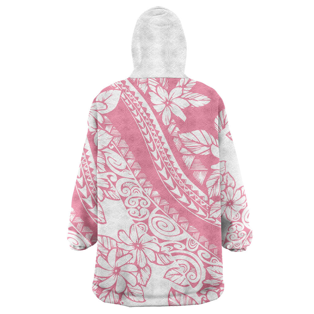 Polynesian Tiare Flower Pink Pastel Vibes Wearable Blanket Hoodie