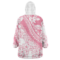 Polynesian Tiare Flower Pink Pastel Vibes Wearable Blanket Hoodie