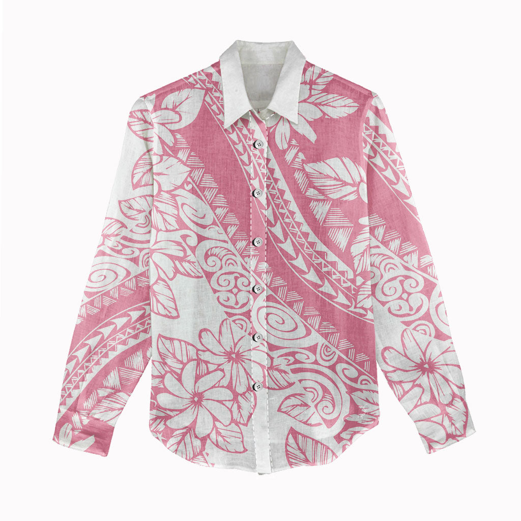 Polynesian Tiare Flower Pink Pastel Vibes Women Casual Shirt LT14 - Polynesian Pride