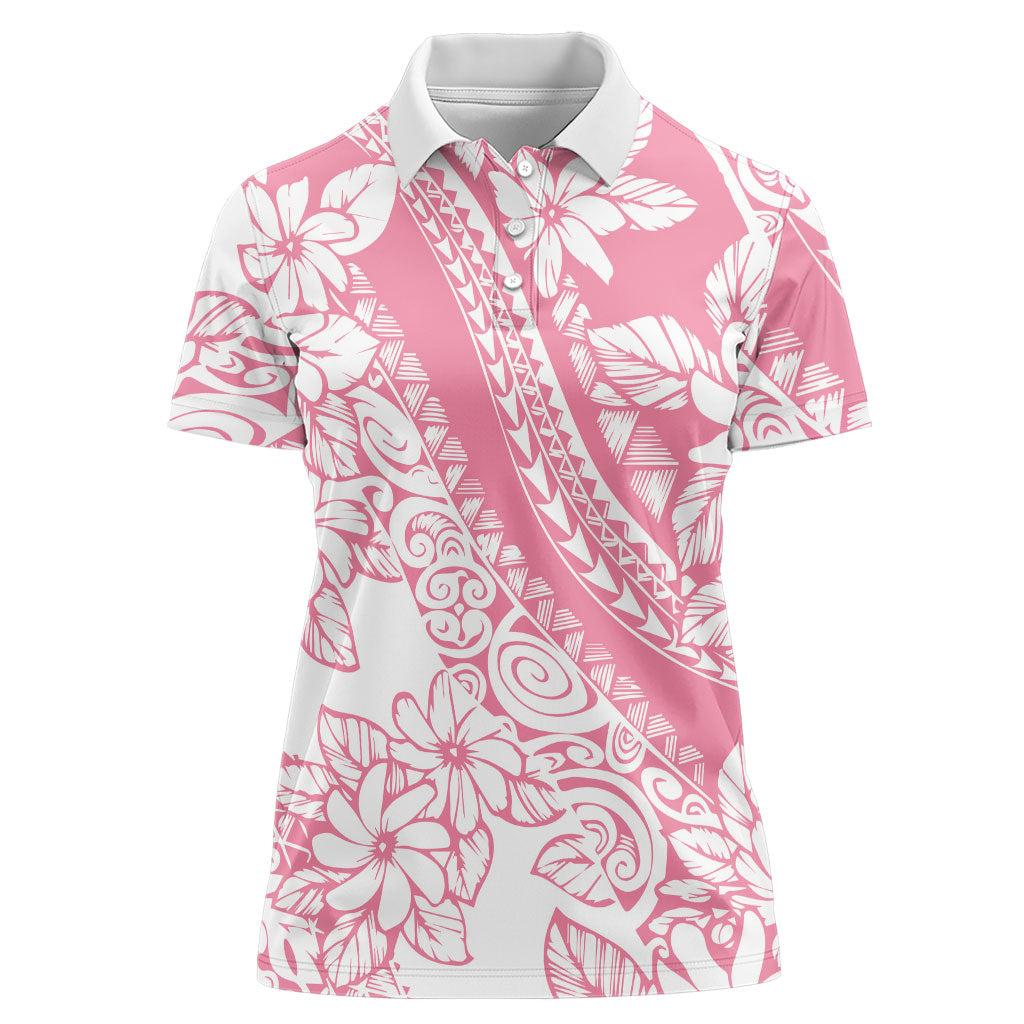 Polynesian Tiare Flower Pink Pastel Vibes Women Polo Shirt LT14 Female Pink - Polynesian Pride