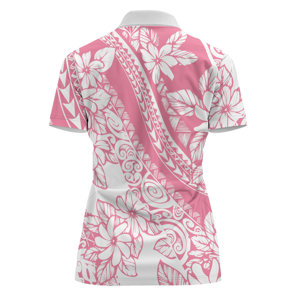 Polynesian Tiare Flower Pink Pastel Vibes Women Polo Shirt LT14 - Polynesian Pride