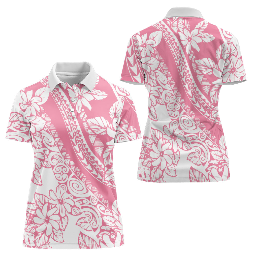 Polynesian Tiare Flower Pink Pastel Vibes Women Polo Shirt LT14 - Polynesian Pride