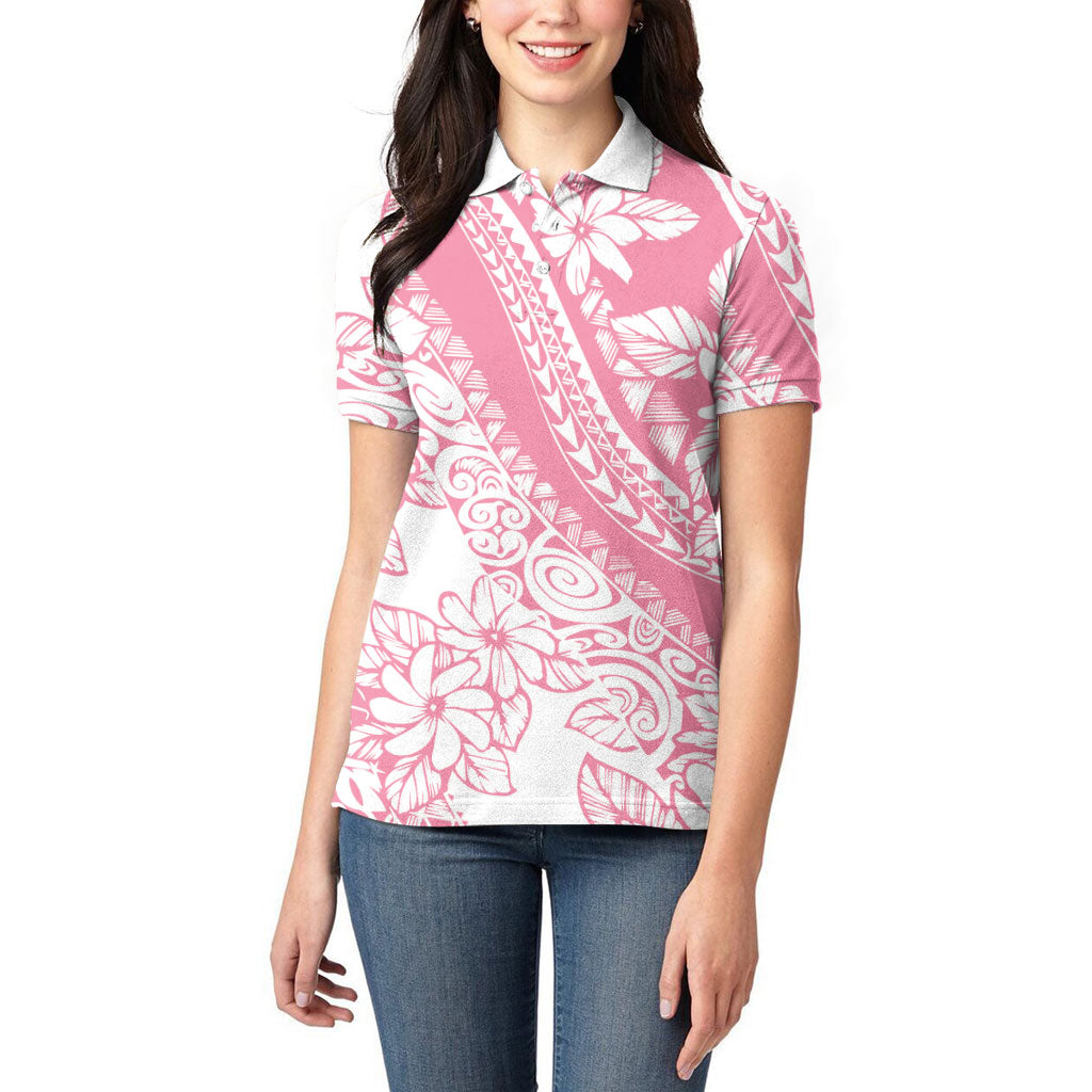 Polynesian Tiare Flower Pink Pastel Vibes Women Polo Shirt LT14 - Polynesian Pride